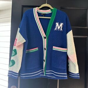 Maje Blue and Green Cardigan Sweater